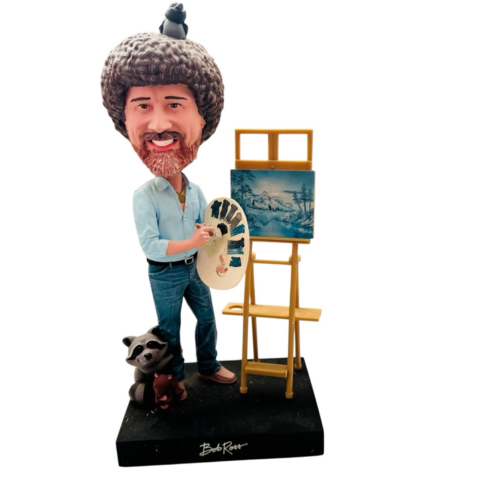 Bob Ross Artist Figurine with Easel Bobble Head Limited Edition